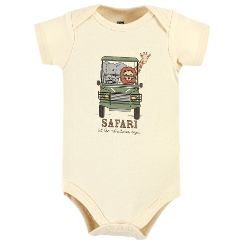 Hudson Baby Cotton Bodysuit, Pant and Shoe Set, Going On Safari Short Sleeve
