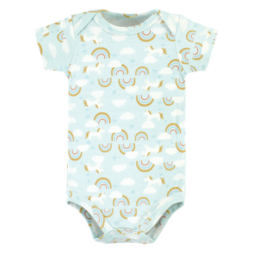 Hudson Baby Cotton Bodysuit, Pant and Bib Set, Magical Rainbow