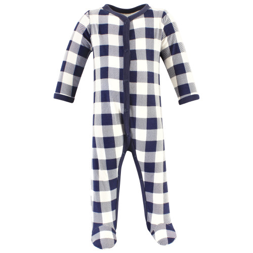 Hudson Baby Cotton Sleep and Play, Bodysuit and Bandana Bib Set, Brown Navy Mamas Boy