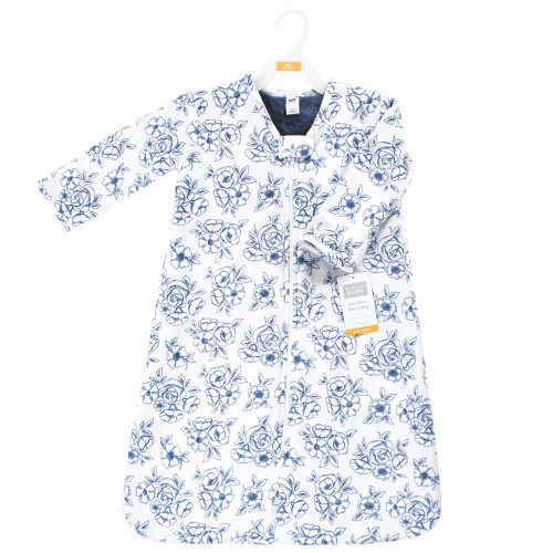 Hudson Baby Long Sleeve Plush Faux Fur Sleeping Bag, Wearable Blanket, Blue Toile