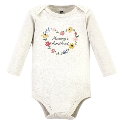 Hudson Baby Cotton Long-Sleeve Bodysuits, Soft Painted Floral