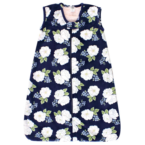 Hudson Baby Plush Faux Fur Sleeping Bag, Wearable Blanket, White Peonies