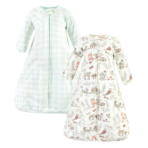 Hudson Baby Cotton Long-Sleeve Wearable Sleeping Bag, Sack, Blanket, Girl Woodland Pals Long Sleeve