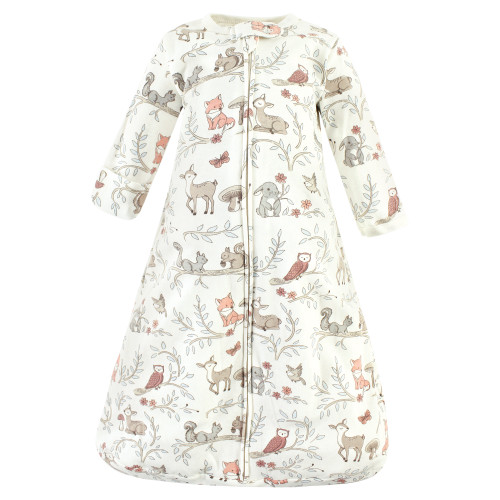 Hudson Baby Cotton Long-Sleeve Wearable Sleeping Bag, Sack, Blanket, Girl Woodland Pals Long Sleeve