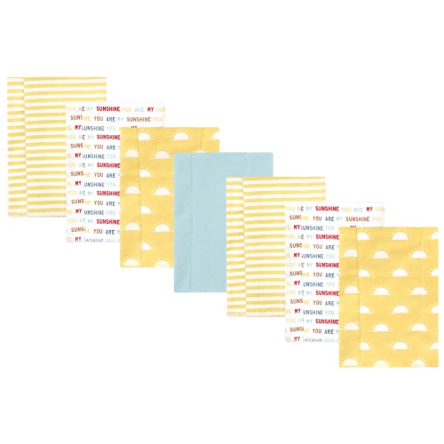 Hudson Baby Cotton Poly Flannel Burp Cloths, My Sunshine 7 Pack