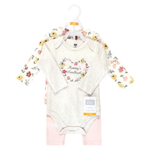 Hudson Baby Cotton Bodysuit and Pant Set, Soft Painted Floral Long-Sleeve