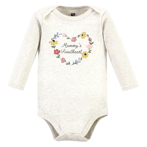 Hudson Baby Cotton Bodysuit and Pant Set, Soft Painted Floral Long-Sleeve