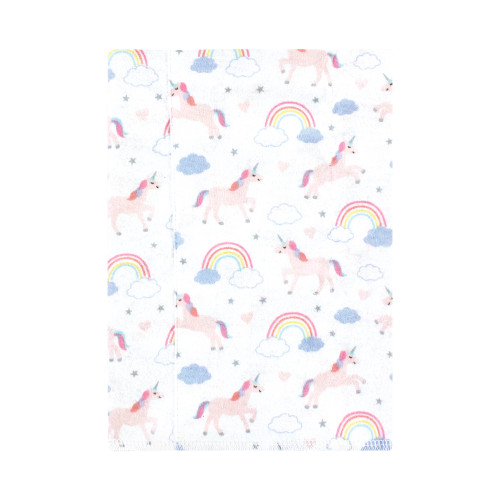Hudson Baby Cotton Flannel Burp Cloths, Unicorns Rainbows 4 Pack