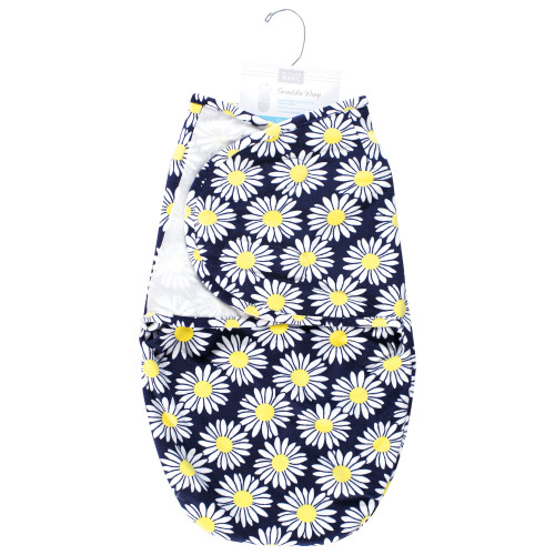 Hudson Baby Plush Faux Fur Swaddle Wrap, Navy Daisy