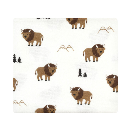 Hudson Baby Cotton Flannel Receiving Blankets Bundle, Wild Buffalo