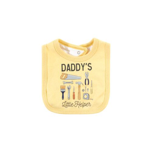 Hudson Baby Cotton Bodysuit, Pant and Bib Set, Construction Work