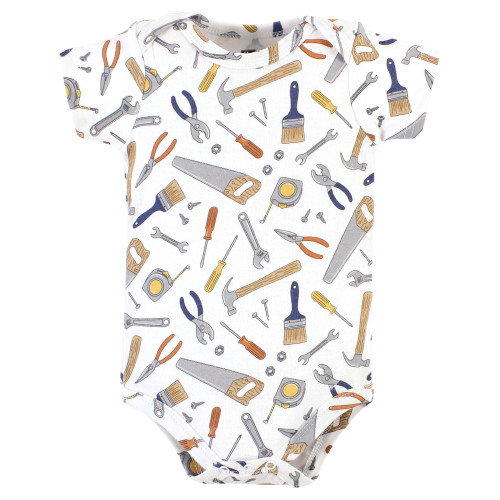 Hudson Baby Cotton Bodysuit, Pant and Bib Set, Construction Work