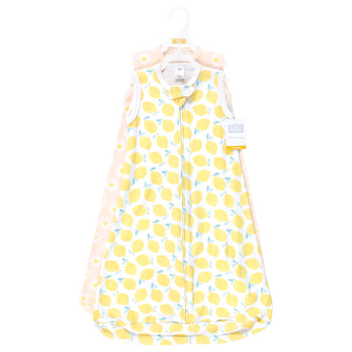 Hudson Baby Cotton Long-Sleeve Wearable Sleeping Bag, Sack, Blanket, Lemon Daisy Sleeveless