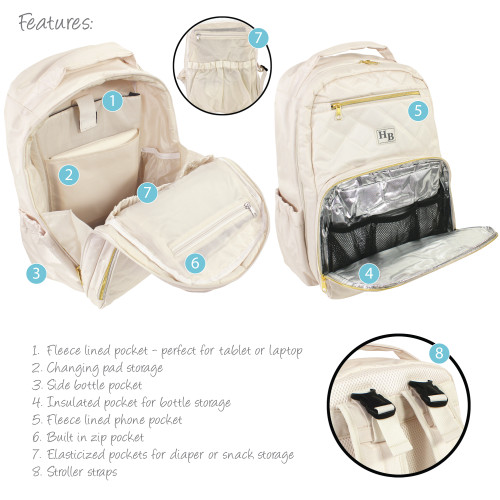 Hudson Baby Premium Diaper Bag Backpack and Changing Pad, Beige