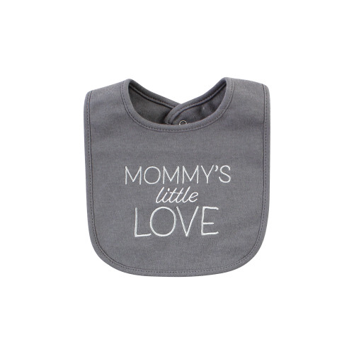 Hudson Baby Cotton Bib and Sock Set, I Love Grey
