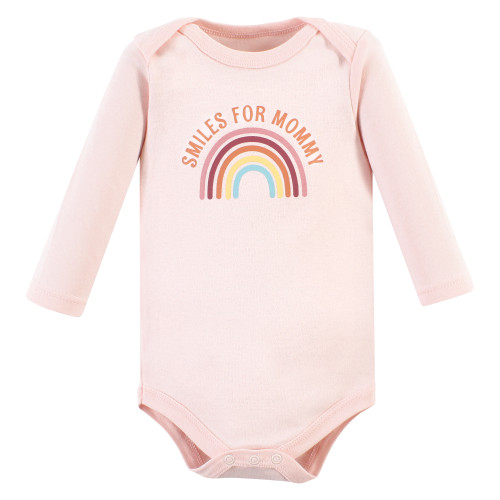 Hudson Baby Cotton Long-Sleeve Bodysuits 3-Pack, Sunshine Rainbows