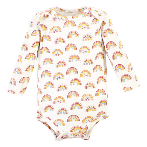 Hudson Baby Cotton Long-Sleeve Bodysuits 3-Pack, Sunshine Rainbows
