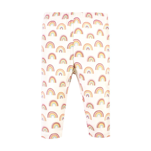 Hudson Baby Cotton Bodysuit and Pant Set, Sunshine Rainbows Long-Sleeve