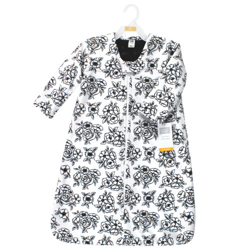 Hudson Baby Long Sleeve Plush Faux Fur Sleeping Bag, Wearable Blanket, Black Toile