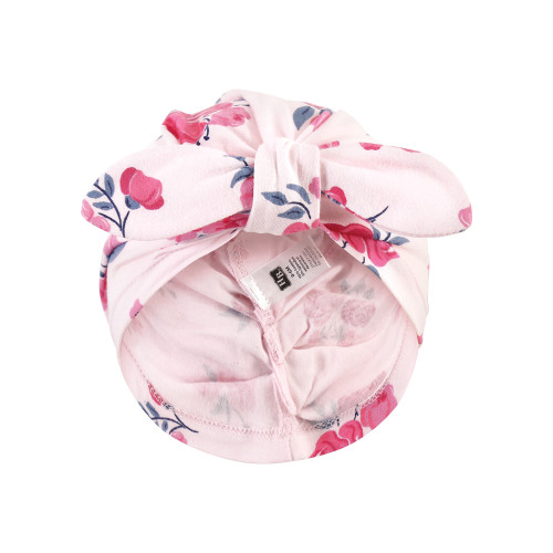 Hudson Baby Turban Cotton Headwraps, Pink Navy Floral