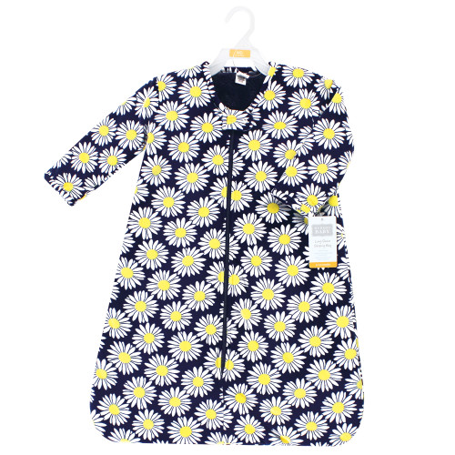Hudson Baby Long Sleeve Plush Faux Fur Sleeping Bag, Wearable Blanket, Navy Daisy