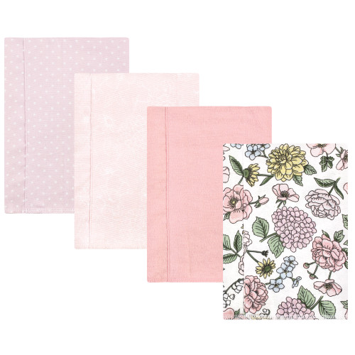 Hudson Baby Cotton Flannel Burp Cloths, Vintage Blossom 4 Pack
