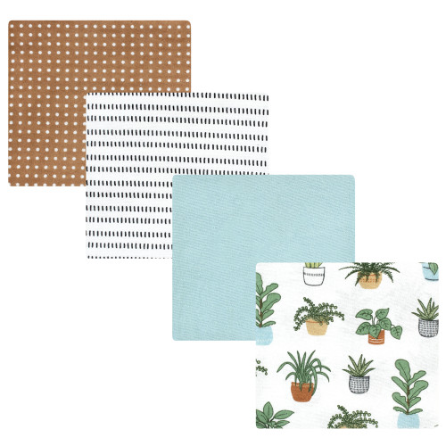 Hudson Baby Cotton Flannel Receiving Blankets, Plants