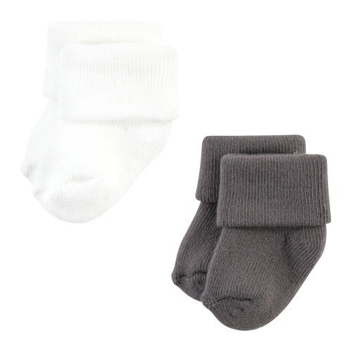Hudson Baby Cotton Rich Newborn and Terry Socks, Neutral Tones