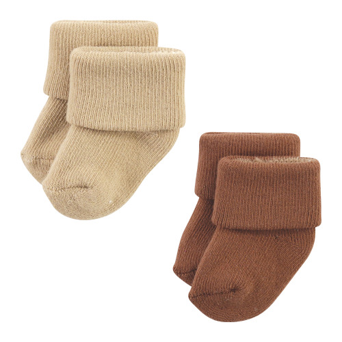 Hudson Baby Cotton Rich Newborn and Terry Socks, Neutral Tones