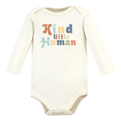 Hudson Baby Cotton Long-Sleeve Bodysuits, Kind Human 3 Pack