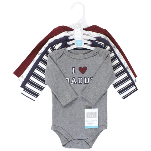 Hudson Baby Cotton Long-Sleeve Bodysuits, Boy Daddy 5-Pack