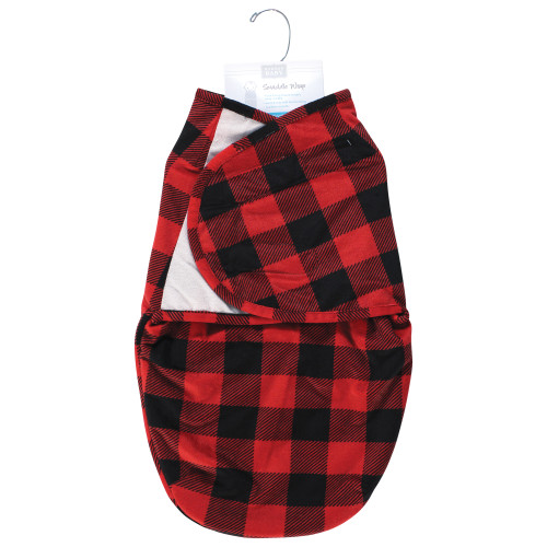 Hudson Baby Plush Faux Fur Swaddle Wrap, Buffalo Plaid