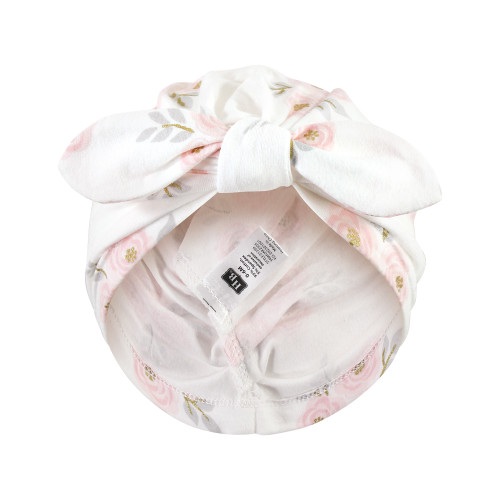 Hudson Baby Turban Cotton Headwraps, Pink Gray Elephant
