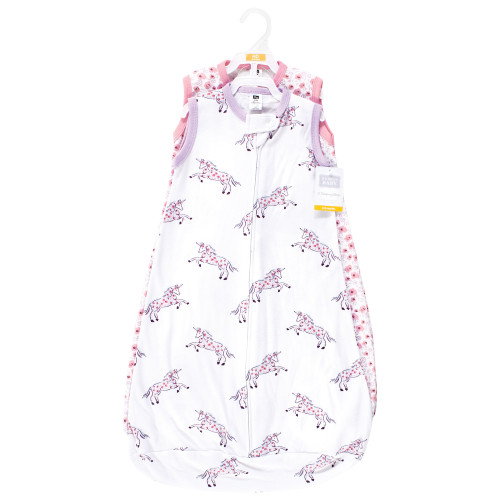Hudson Baby Cotton Long-Sleeve Wearable Sleeping Bag, Sack, Blanket, Floral Unicorn Sleeveless