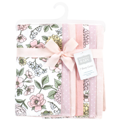 Hudson Baby Cotton Flannel Burp Cloths, Vintage Blossom 7 Pack