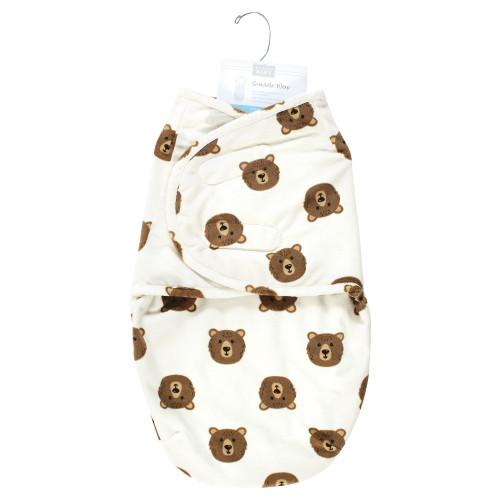 Hudson Baby Plush Faux Fur Swaddle Wrap, Brown Bear