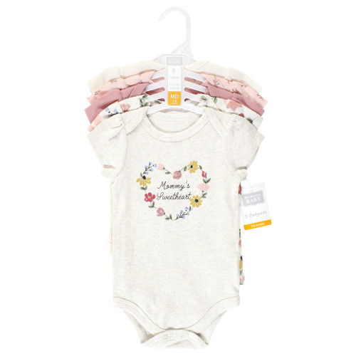 Hudson Baby Cotton Bodysuits, Soft Painted Floral 5-Pack