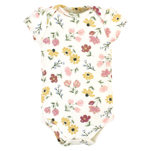 Hudson Baby Cotton Bodysuits, Soft Painted Floral 5-Pack
