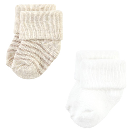 Hudson Baby Cotton Rich Newborn and Terry Socks, Teal Brown Stripe