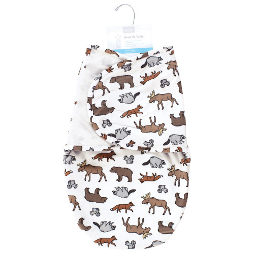 Hudson Baby Plush Faux Fur Swaddle Wrap, Animal Adventure