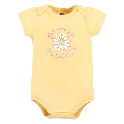 Hudson Baby Cotton Bodysuits, Peace Love Flowers 3 Pack