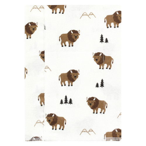 Hudson Baby Cotton Flannel Burp Cloths, Wild Buffalo 4 Pack