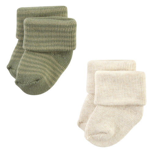 Hudson Baby Cotton Rich Newborn and Terry Socks, Blue Sage Stripe
