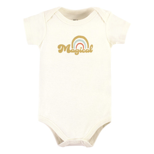Hudson Baby Cotton Bodysuit and Pant Set, Magical Rainbow Short Sleeve