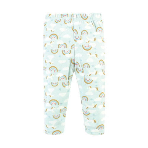 Hudson Baby Cotton Bodysuit and Pant Set, Magical Rainbow Short Sleeve