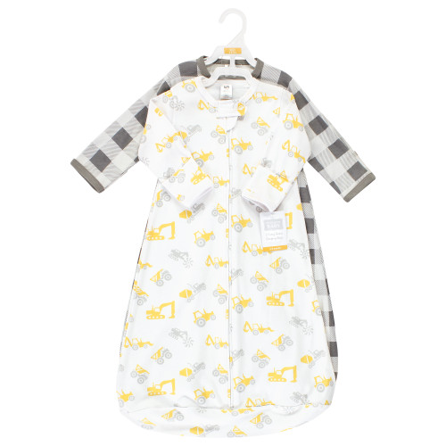 Hudson Baby Cotton Long-Sleeve Wearable Sleeping Bag, Sack, Blanket, Construction Vehicles Long Sleeve