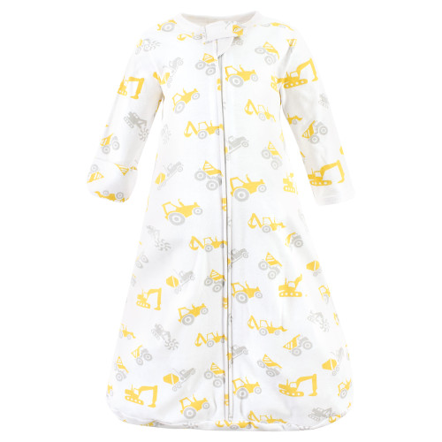 Hudson Baby Cotton Long-Sleeve Wearable Sleeping Bag, Sack, Blanket, Construction Vehicles Long Sleeve