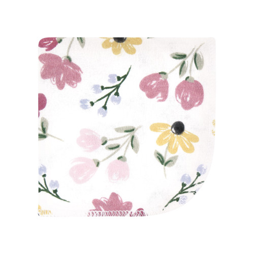 Hudson Baby Flannel Cotton Washcloths, Soft Painted Floral 12 Pack