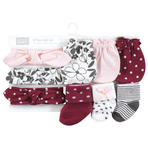 Hudson Baby Caps, Mittens and Socks Set, Retro Floral