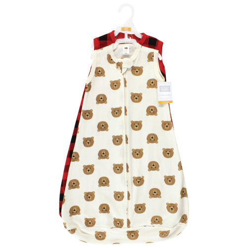 Hudson Baby Cotton Long-Sleeve Wearable Sleeping Bag, Sack, Blanket, Brown Bear Sleeveless
